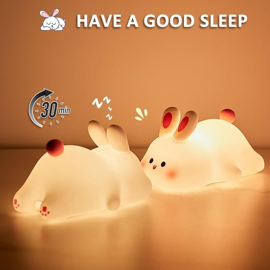 PolkaHome® Bunny Nachtlampje - Dimbare LED Tafellamp voor Kinderen - Oplaadbaar, BPA-vrij Siliconen, Zacht & Veilig Nachtlampje voor Baby- en Kinderkamer van Merkloos — afbeelding 4