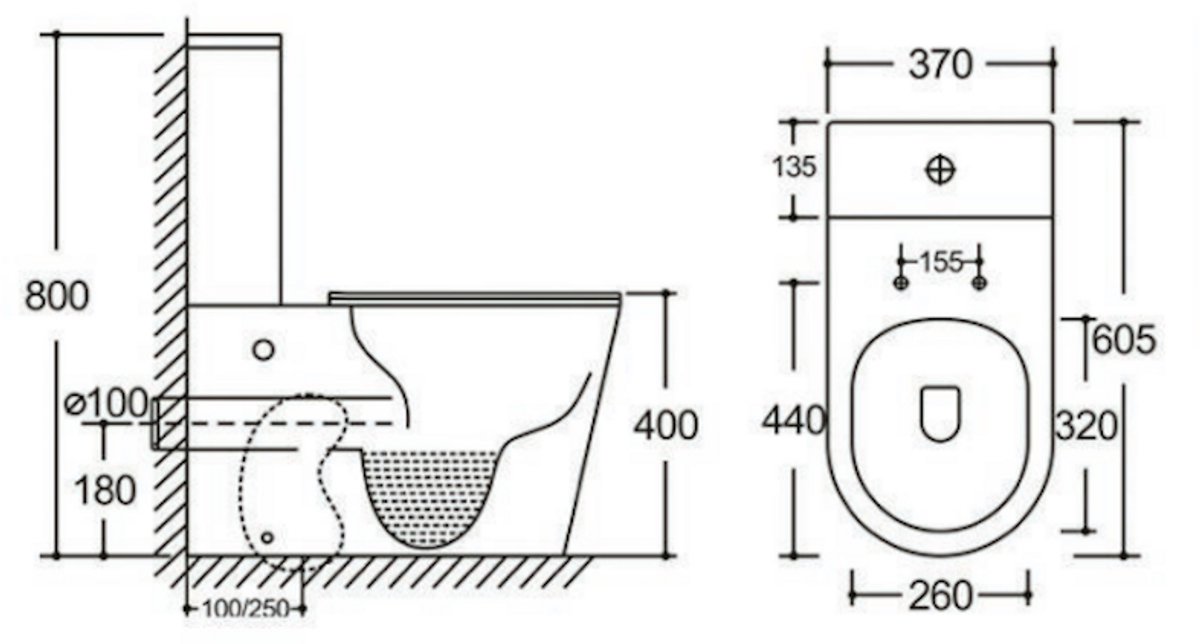LINEA UNO - Tara 61 - Glans wit - Staand toiletset - Soft close - 6022