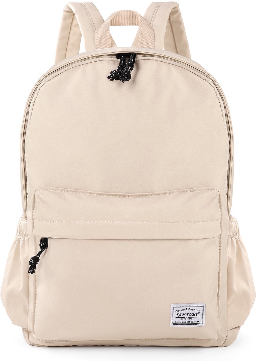 TAN.TOMI Rugzak - Schooltas - Schoolrugzak - 15,6 inch - Rugzak Laptoptas - Schooltas - Heren en Dames - Jongens - Meisjes - Rugzakken - Beige
