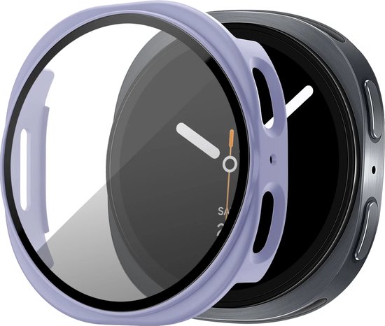 Bandz PC hard case hoesje met screenprotector - geschikt voor Samsung Galaxy Watch 8 - 40mm - beschermhoes van hard plastic - full cover (paars)