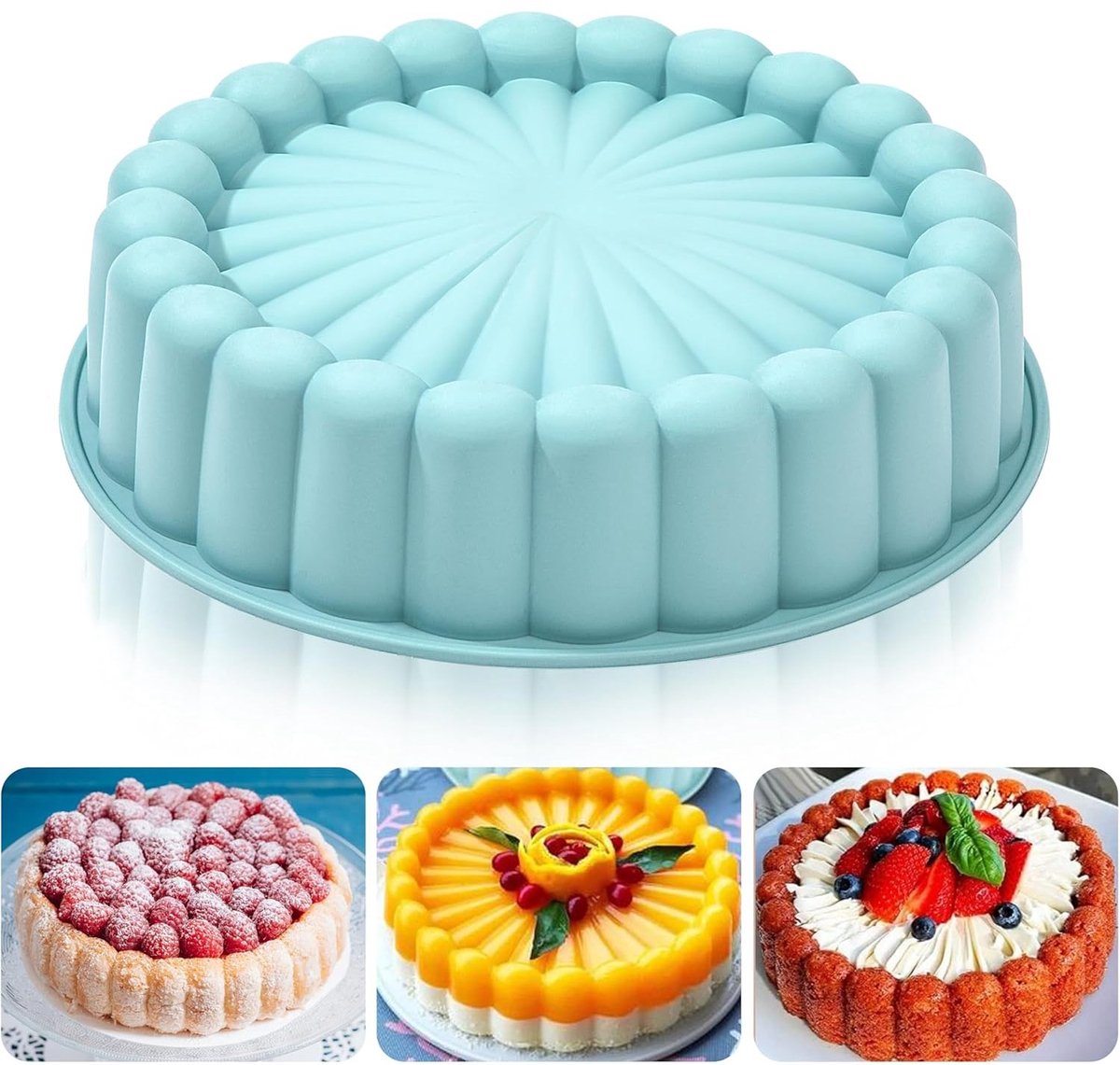 QTTVBTNA - Siliconen Taartvorm - Ronde Bakvorm - voor Laagjestaart, Cheesecake, Regenboogcake en Brood - Ovenbestendige Siliconen Cakevorm met Anti-Aanbak Laag - 19,5 cm