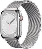 Milanees bandje - geschikt voor Apple Watch 1/2/3/4/5/6/7/8/9/10/11/ SE (1,2,3) met maat 38 mm / 40 mm / 41 mm en 42 mm (Watch 10/11) - magneet sluiting Milanese - zilver