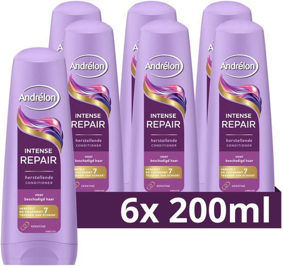 Andrélon Intense Repair conditioner, 6 flessen van 200ml in een verpakking.