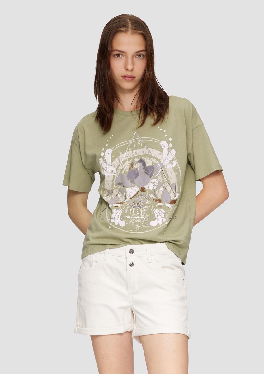 Q/S designed by - T-shirt - Maat XS - Vrouwen - 72D0 GREEN - katoen