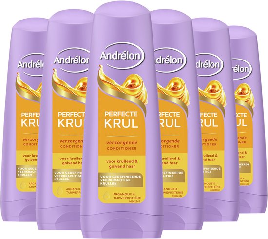 Zes flessen Andrélon Perfecte Krul conditioner.