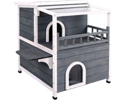 MKSS® Kattenhuis voor Buiten - Kattenhok Binnen - Kattenbench - Kattenren - Grijs
