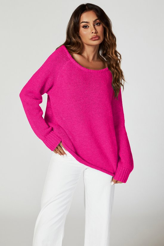 Haut pull confortable en magenta