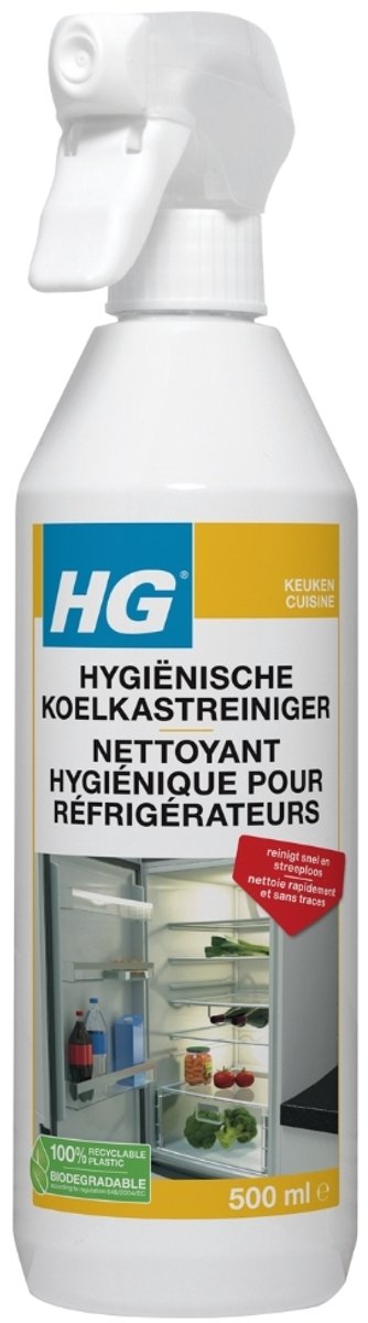 1 x HG Hygienische Koelkast Reiniger 500 ml - Koelkast Reinigen - Koelkast Reinigingsmiddel - Hygiënische Koelkastreiniger - Koelkast Reinigen Zonder Afspoelen - Koelkast Reinigen Snel