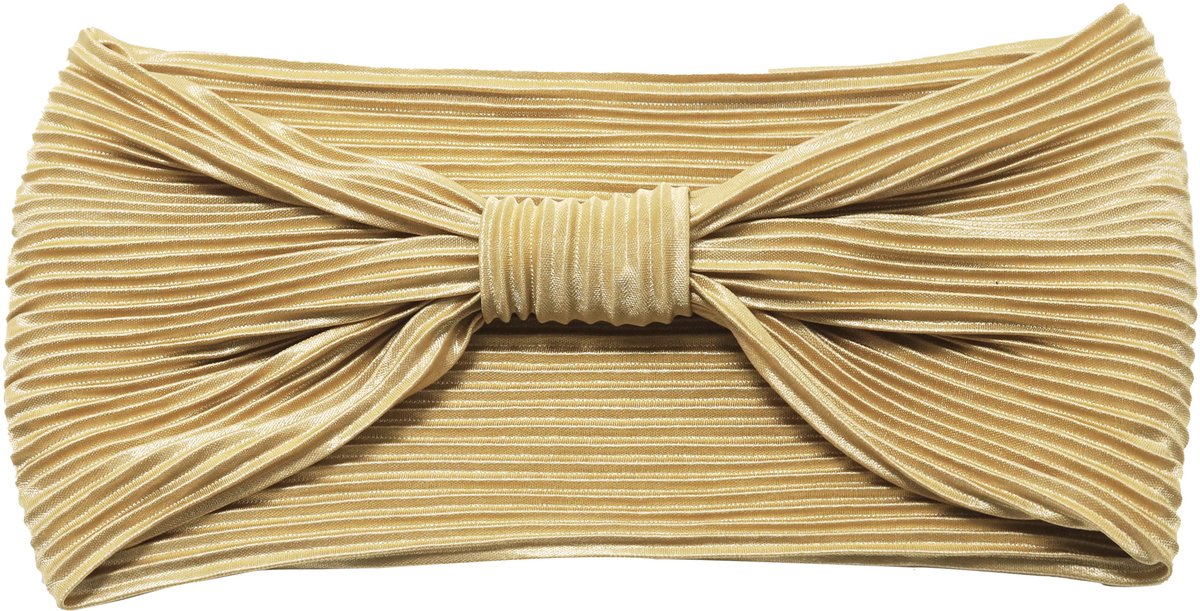 Emilie collection - haarband - goud - Satijn - Plissé - strik