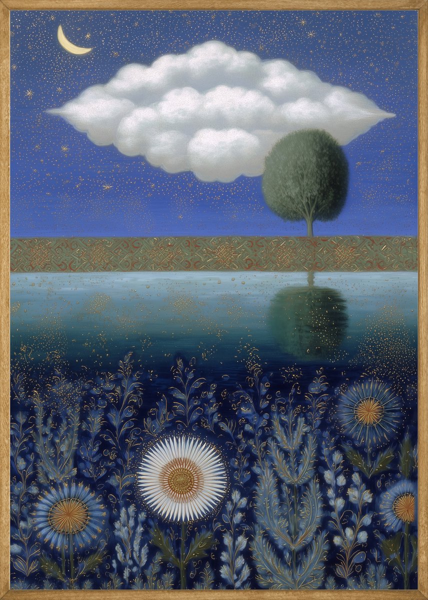 Sterrennacht aan het Water Poster - 40x50 cm