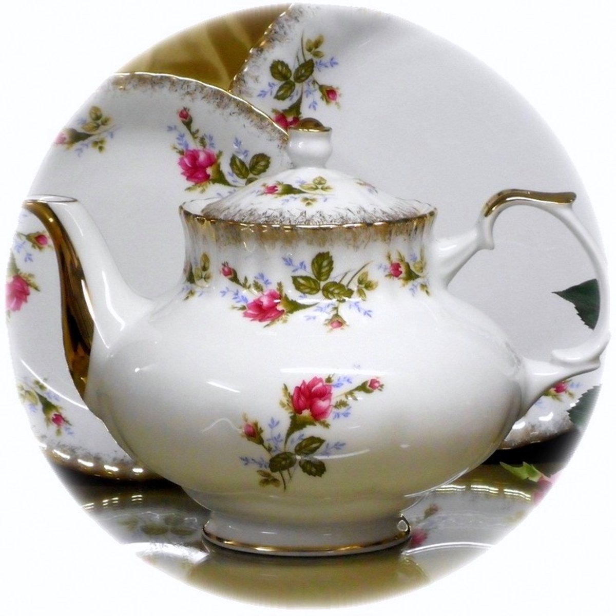 Merkloos Porseleinen Theepot 1.6L - Decoratieve Gouden Rand