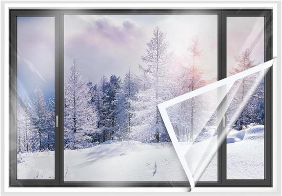 Thermische afdekking voor ramen met isolatiefilm en zelfklevende tape - Transparante thermische film - Warmte-isolatie - 2 rollen - 47x63 inch