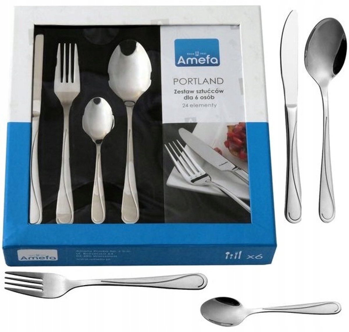 Amefa Portland Bestekset 24 Delig RVS - 6 Persoons - Eikels