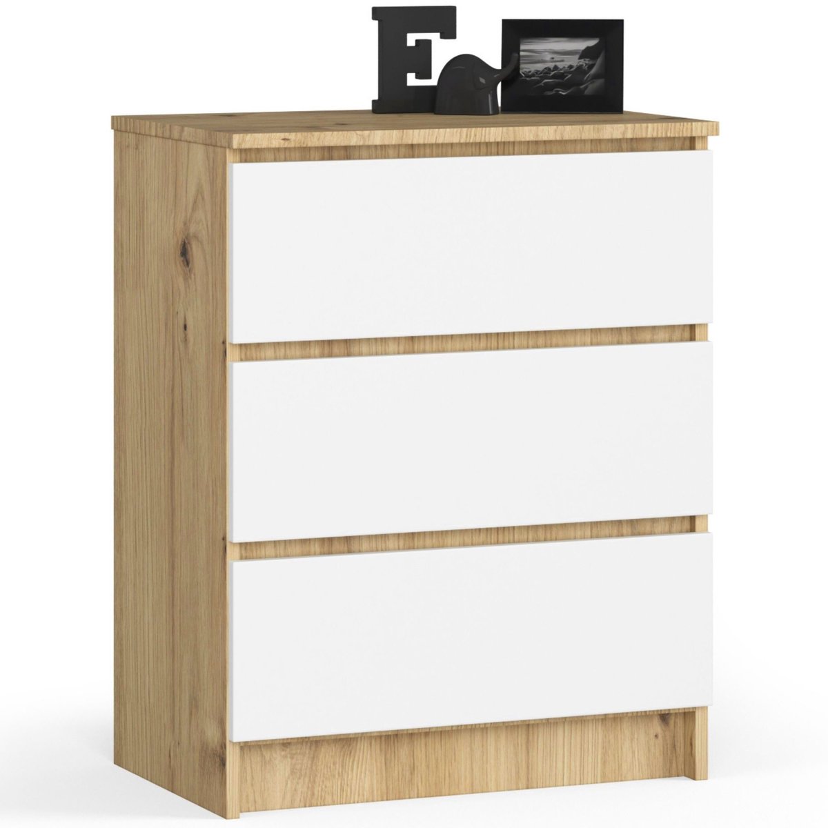 Ladekast K60 met 3 Lades / AKORD Furniture Factory / Artisan Eik - Wit / 60 x 77 x 40 cm
