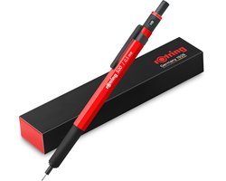 rOtring 500 vulpotlood | 0,5 mm Grafiet HB | Rode zeshoekige kunststof huls en metalen grip met antislip structuur