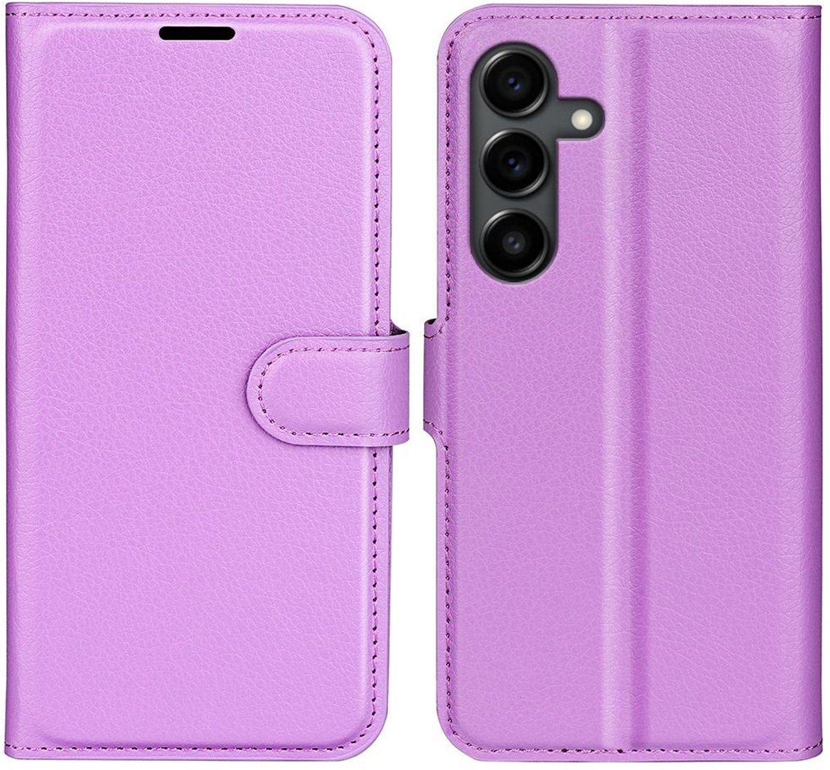 Mobigear Telefoonhoesje geschikt voor Samsung Galaxy S25 FE Hoesje | Mobigear Classic Bookcase Portemonnee | Pasjeshouder voor 3 Pasjes | Telefoonhoesje voor Pinpas / OV Kaart / Rijbewijs - Paars