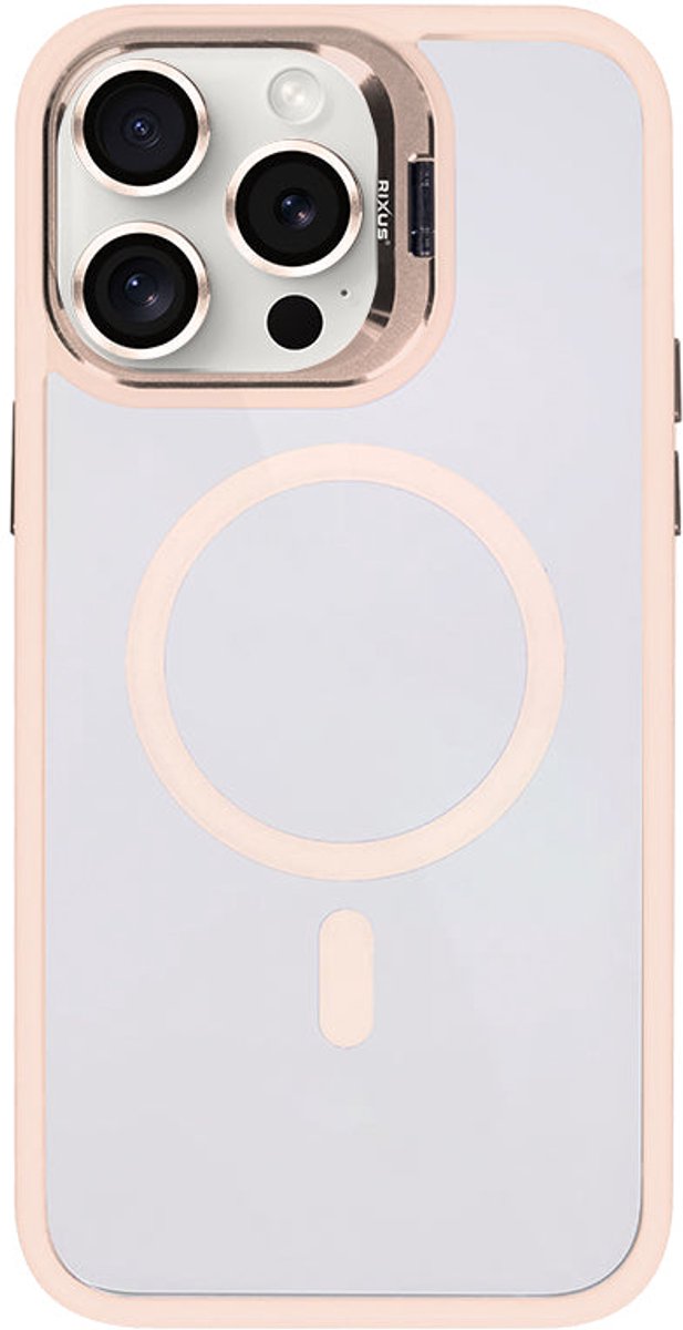 Rixus Classic 03 Case With MagSafe For Apple iPhone 15 Pro Light Pink