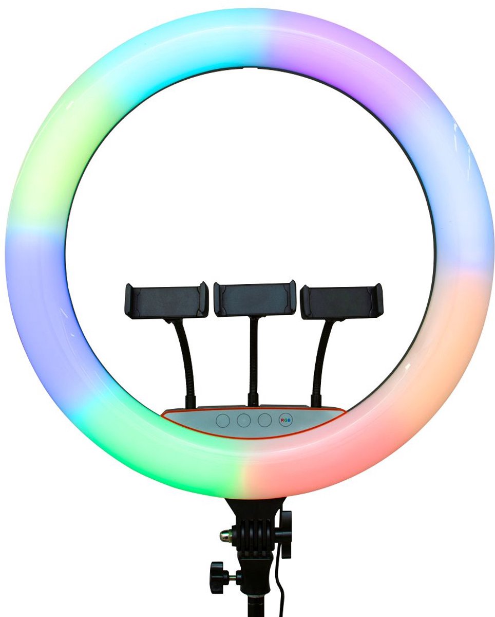 Rixus RXLG32 Selfie Ring Light And Holder Stick RGBW 22 inch