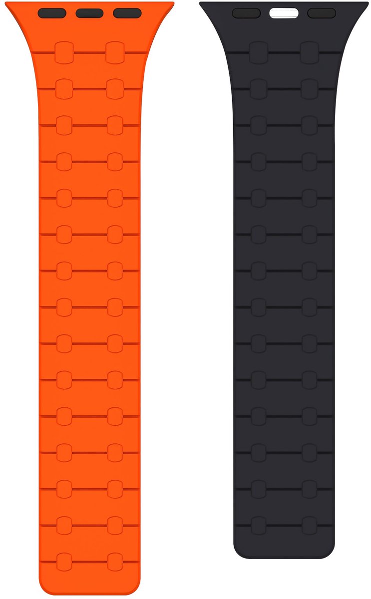 Rixus Magnetic Silicone Band For Apple Watch 42mm, 44mm, 45mm, 49mm Orange And Midnight
