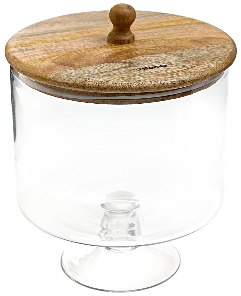 HOMLA - Platter - Glas met Houten Deksel - 24x18 cm
