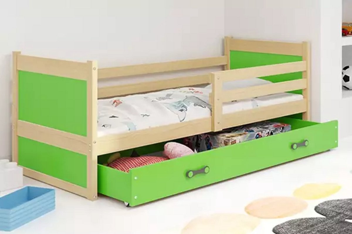 BMS - Jeugdbed - 90x200 cm - Met Matras en Lade - Groen
