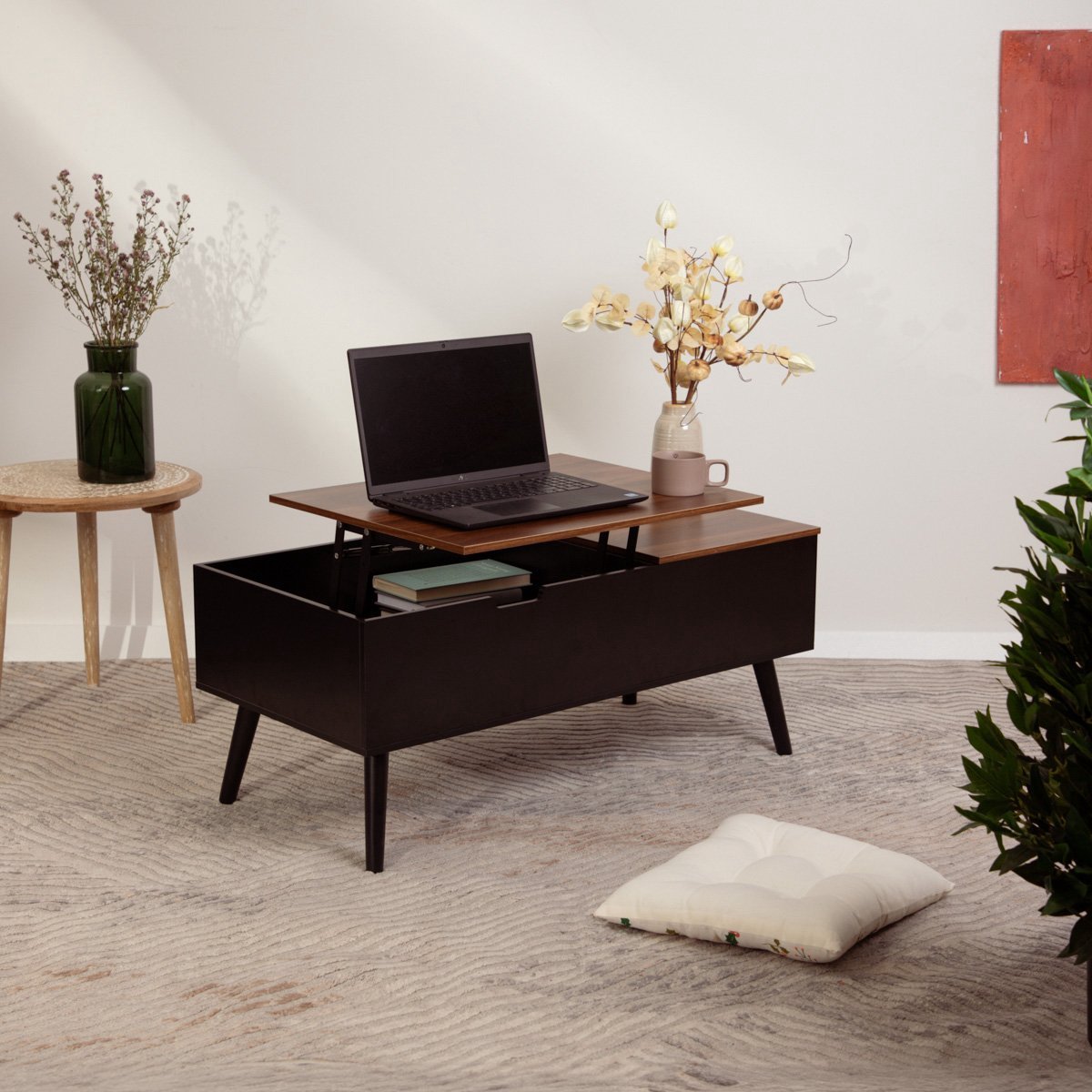 HOMLA - Salontafel - ANZABI - Met Lift Top - Bruin - 105x50,5x43,5 cm