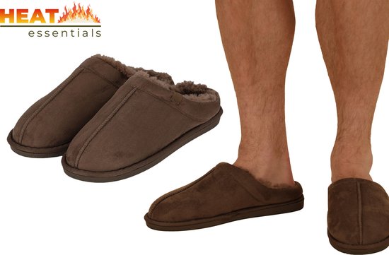 Mishansha Pantoffels voor heren, winter, warm, gevoerd, maat 39-46, Bruin, 42 EU