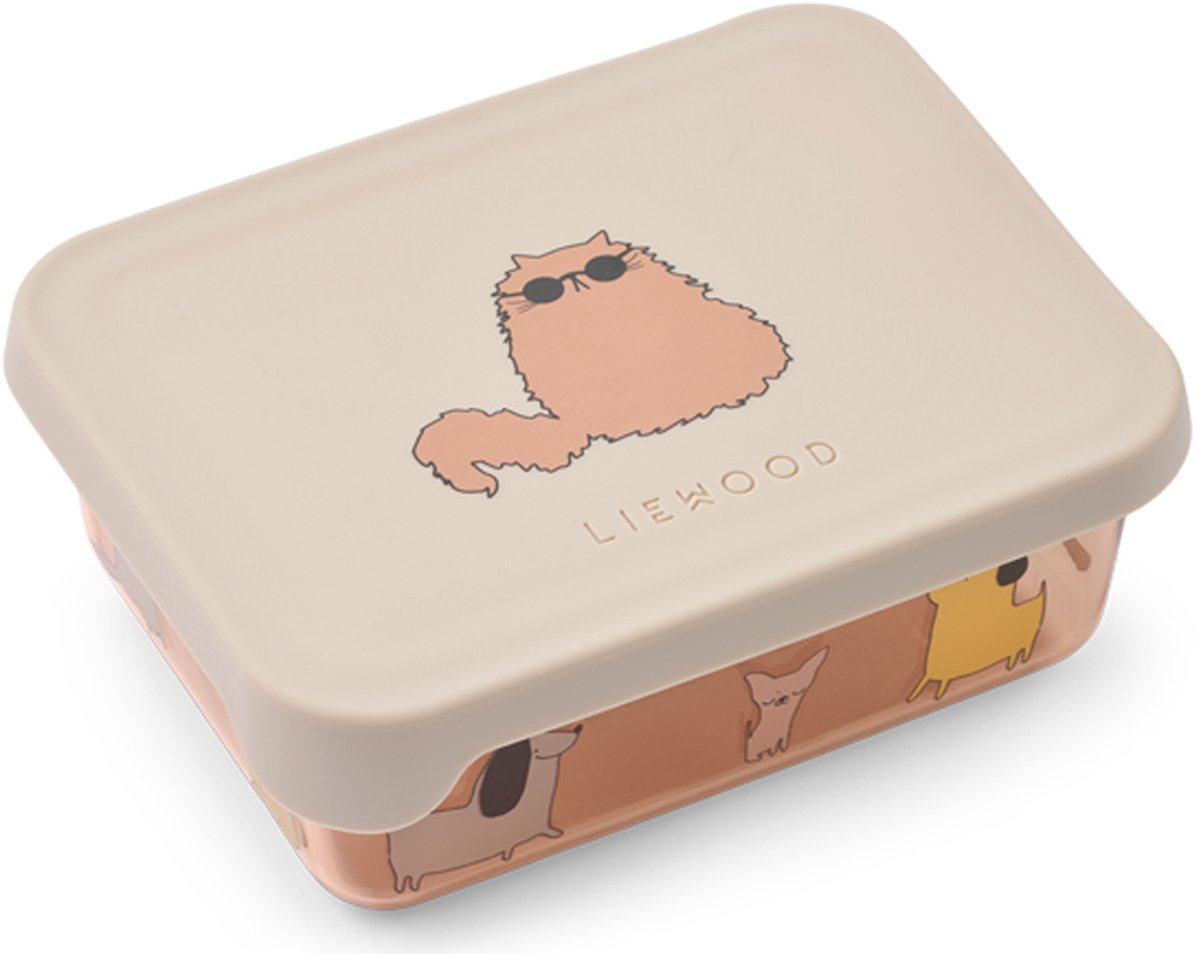 Liewood Ako Tritan Snack Box Cats and Dogs / Sandy 350 ml klein