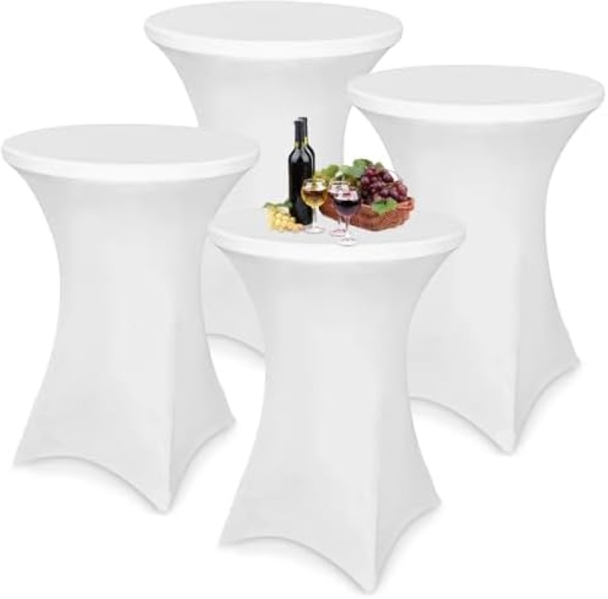 PromoHome 4-delige rekbare tafelhoezen set - Wit - 80x110 cm - Kreukvrij en elastisch
