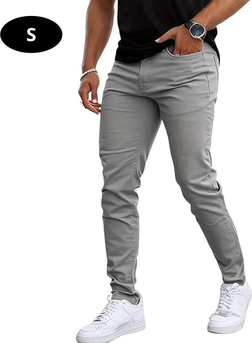 Bovista Lange Broek Heren Spijkerbroek Broeken Spijker Pants Jeans Trouser Stretch Straight Leg Grijs