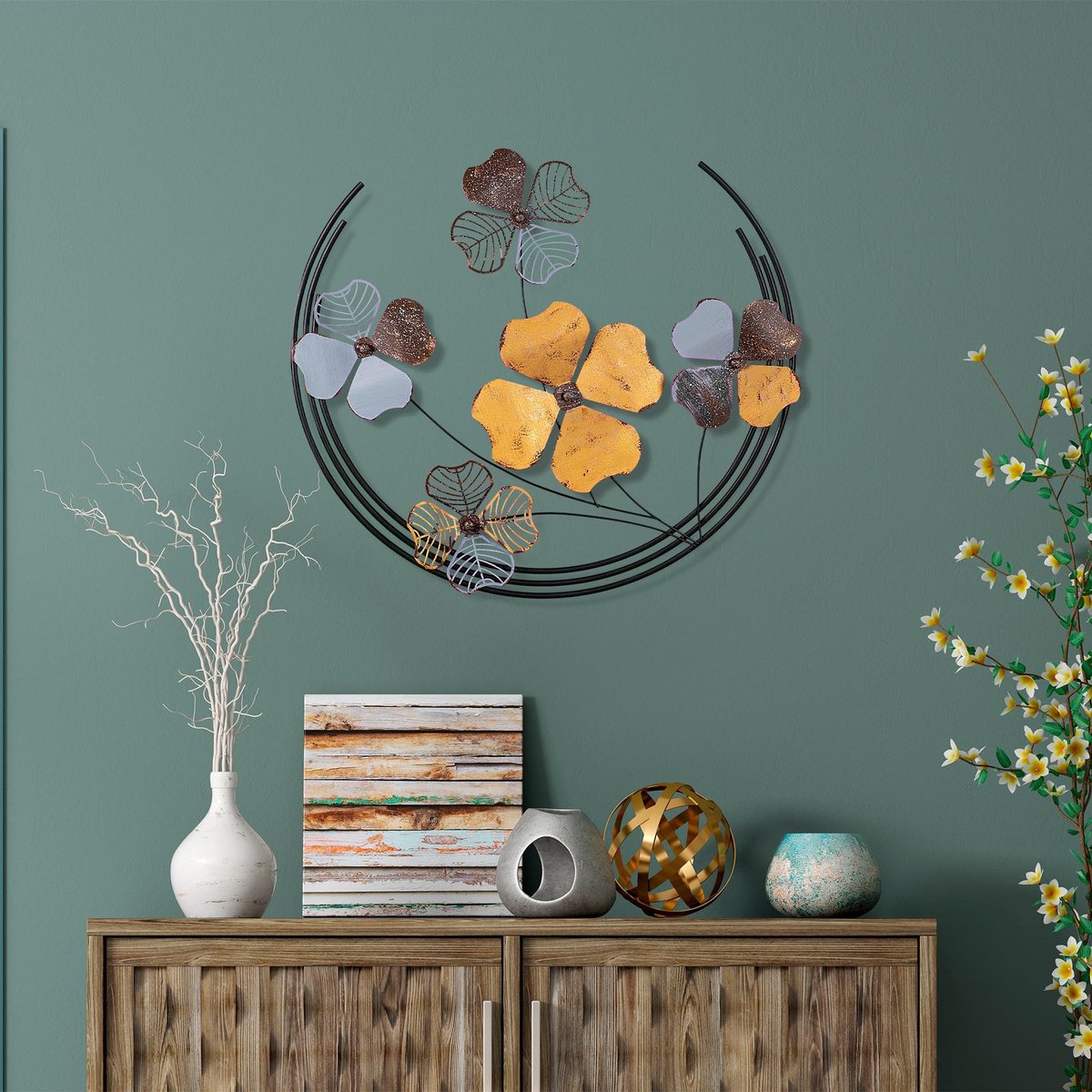 Azomor® Unieke Metalen Wanddecoratie met Handgeschilderd Ontwerp voor Elk Interieur