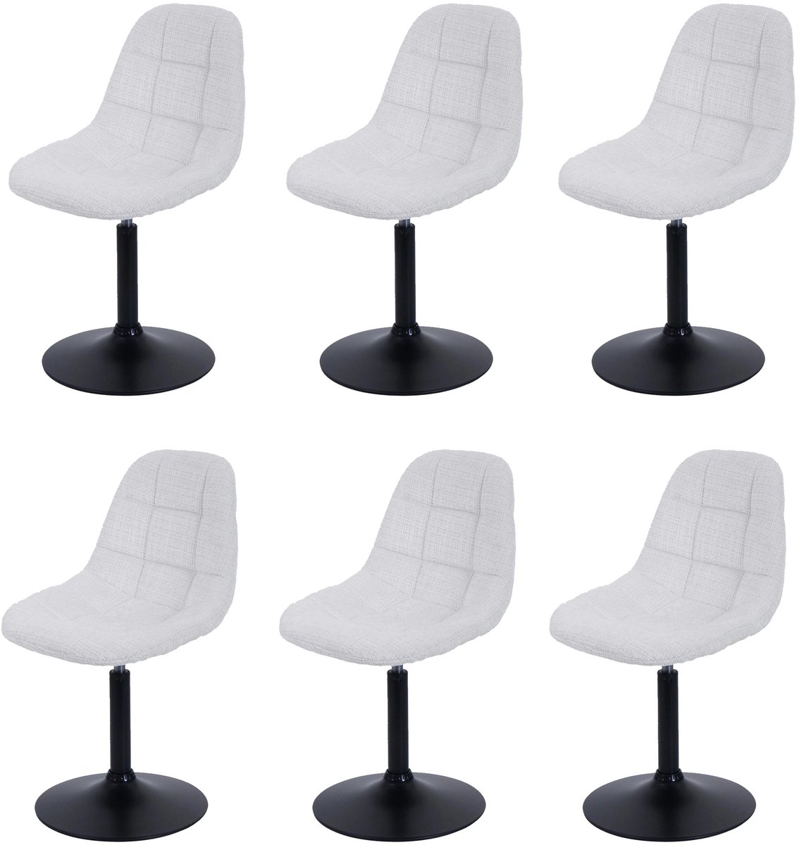 Set van 6 eetkamerstoelen MCW-A60, keukenstoel, draaistoel, staal, MVG-stof/textiel, chenille (465 g/m²) ~ crème