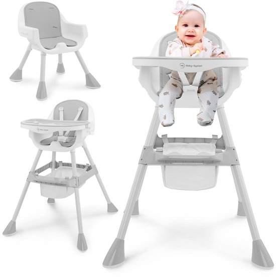 Moby-System Magnolia 2-in-1 Verstelbare Kinderstoel – Hoog & Laag – Grijs
