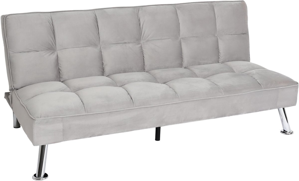 MCW Sofa MCW-K21, inklapbare bank Couch slaapbank, Nosag vering slaapfunctie ligvlak 181x107cm ~ fluweel, grijs