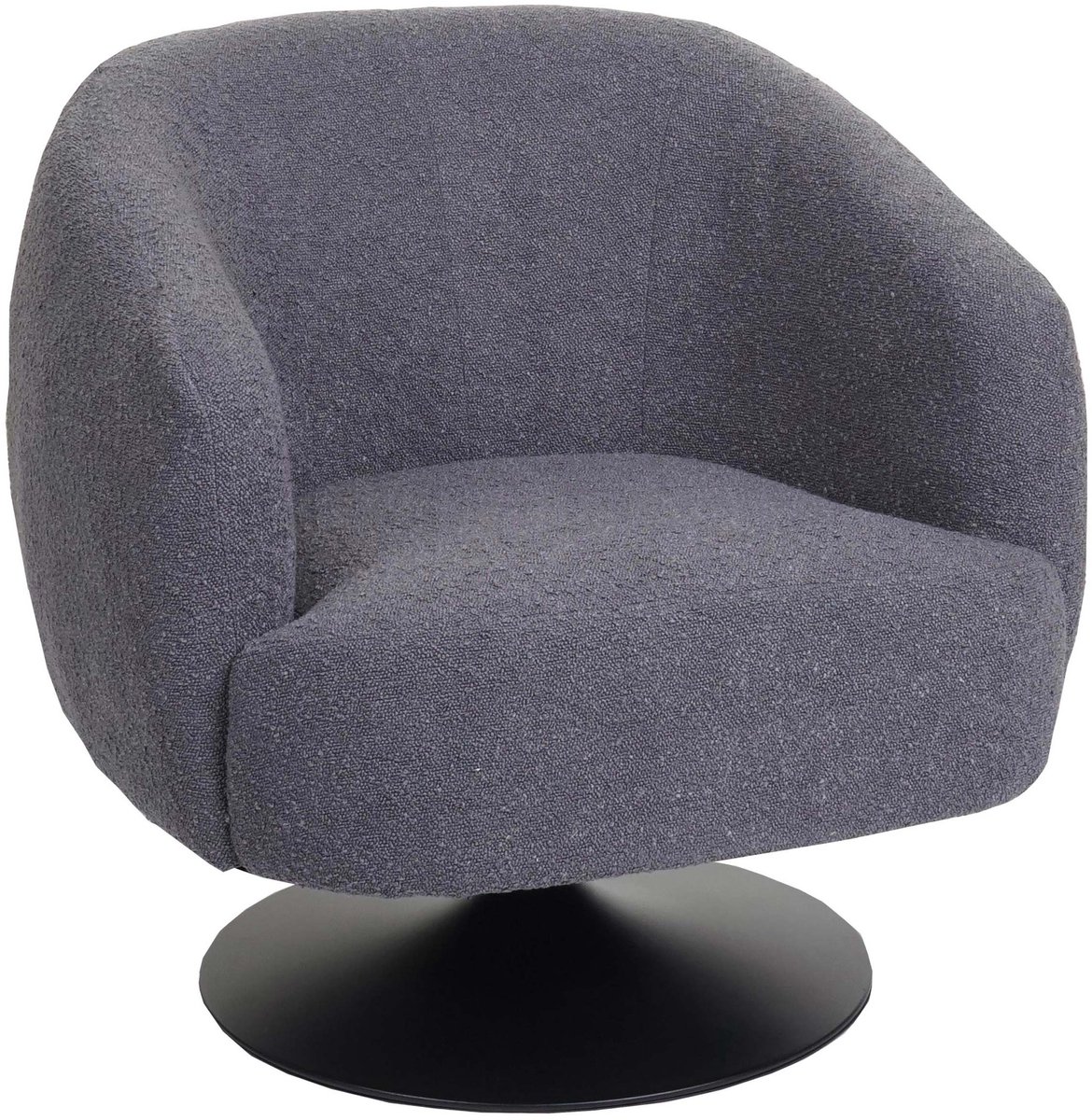 MCW Loungestoel MCW-J76, draaibare cocktail fauteuil, bouclé stof metaal ~ donkergrijs