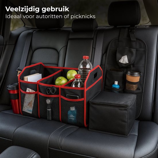 Lomera Auto Opbergset - 3-delige Opbergset - Kofferbak Organizer - Achterbank Opberger - Koeltas voor Auto - Stevige Tas - Opvouwbare Tas - Autoritten Accessoire - Picknick Metgezel - Compacte Opbergoplossing - Ruimtebesparend Ontwerp van lomera — afbeelding 5