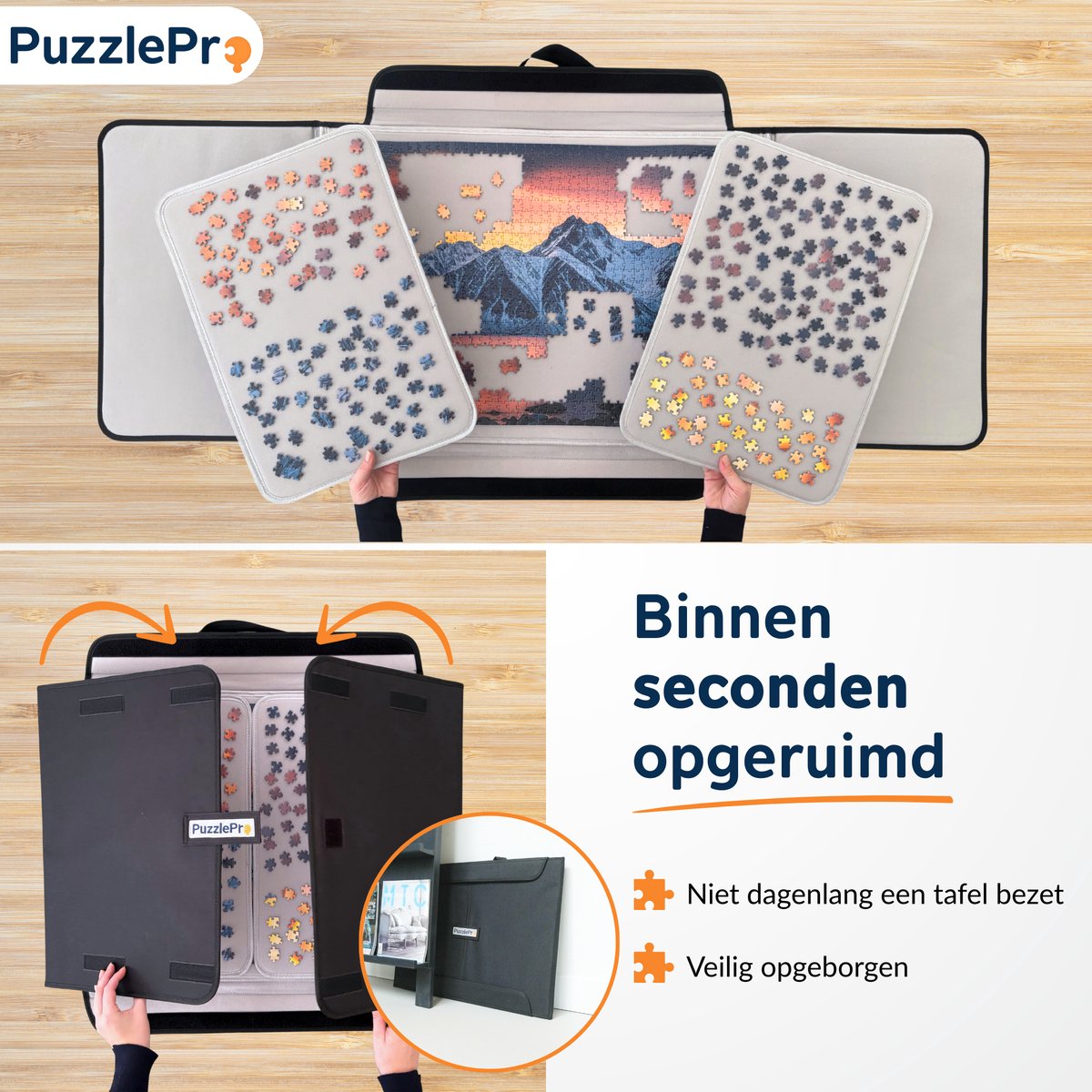 PuzzlePro Puzzelkoffer (Lichtgewicht) - 1000 stukjes - 73x53cm - Puzzelmap - Portapuzzle - Puzzeltafel - Puzzelbord - Puzzelmat - Puzzelplaat - Puzzelplank — cadeau in Spellen & Speelgoed - foto 2
