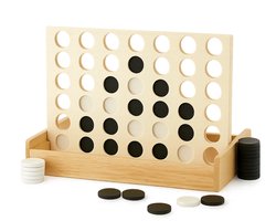 Lomera Vier op een Rij - Reisspel - Houten Speelbord - Compact Formaat - Lichtgewicht - Makkelijk Me