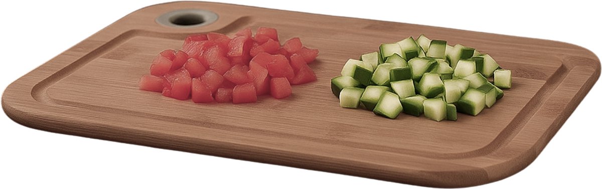 Lomera Bamboe Snijplank - Duurzaam Bamboe - Lichtgewicht Snijplank - Keuken Snijplank - Snijplank met Gat - Ophangbaar Snijplank - Messen Vriendelijk - Bamboe Keukenplank - Snijplank met Handvat - Snijplank
