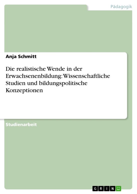 Die realistische Wende in der Erwachsenenbildung: Wissenscha ... - cover