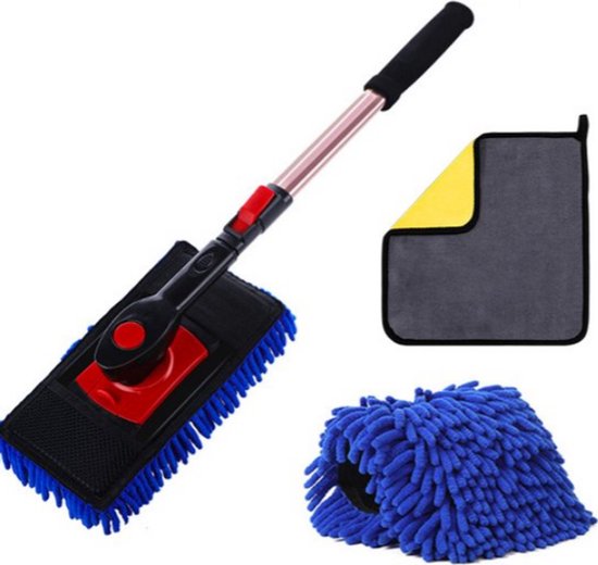 Foto: Telescopische autowasserette borstel set mop handdoek kit lange handvat krachtige anti kras mop auto vlekvrij wassen stofverwijdering lak vuil verwijderen