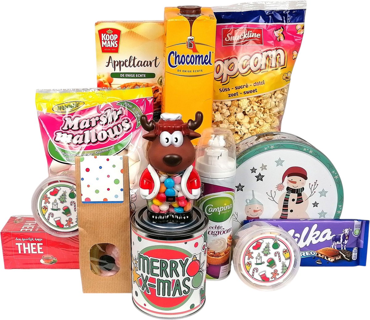 Kerstpakket "Zoete Kerst" kerstgeschenk voor het hele gezin - o.a kerstkoekjes, chocomel en Milka chocolade – foto 2