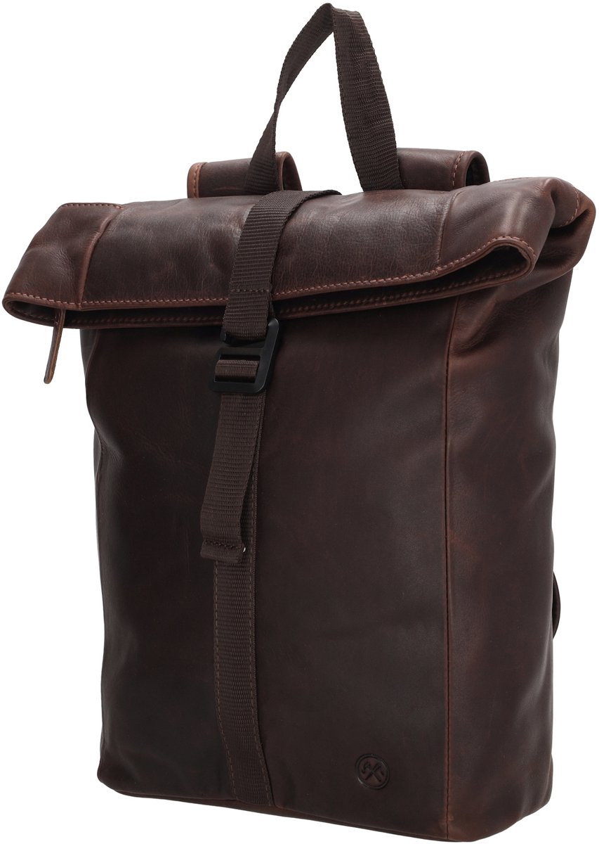 Hide & Stitches Japura Rugzak Unisex - Dagrugzak met meerdere vakken - Tas van 100% Leder - Donkerbruin