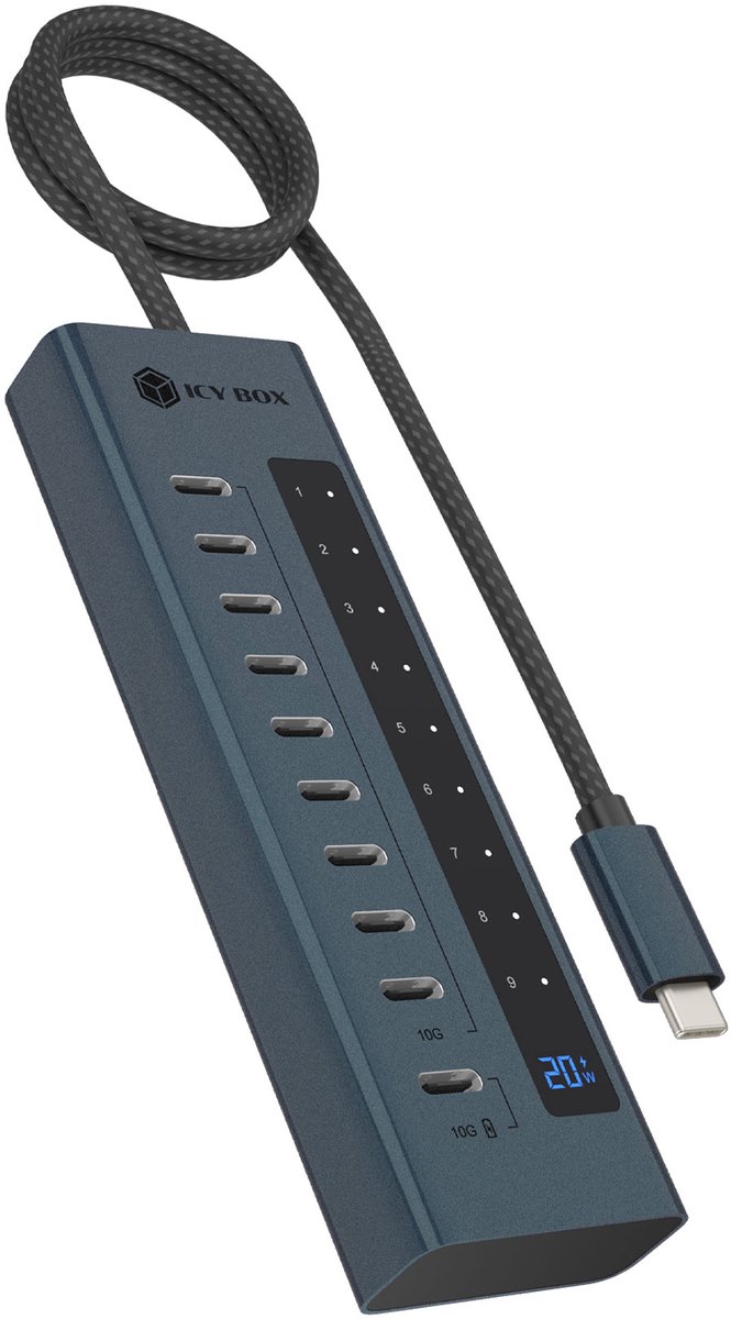 ICY BOX IB-HUB1450-C31 10000 Mbit/s Antraciet