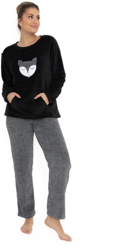 Cocodream dames huispak - fleece - maat L - Vos - zwart