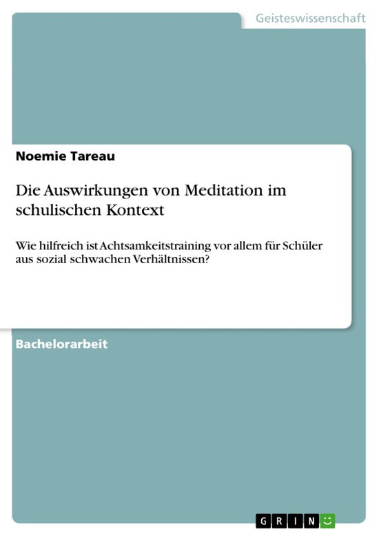 Die Auswirkungen von Meditation im schulischen Kontext - cover