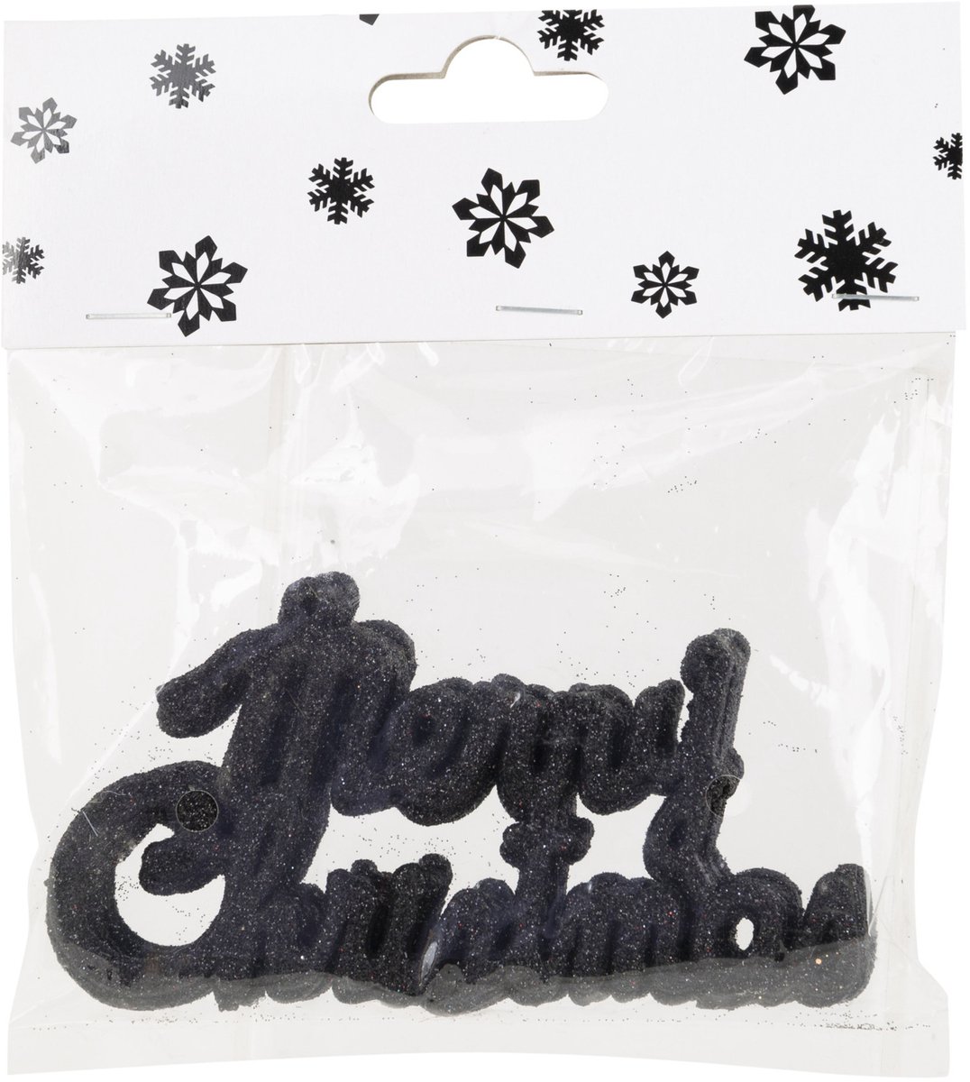 Cosy&Trendy Cosy at Home Kersthangers Merry Christmas - 12x st - zwart - 10 cm - kunststof - kerstversiering - Kerstornamenten