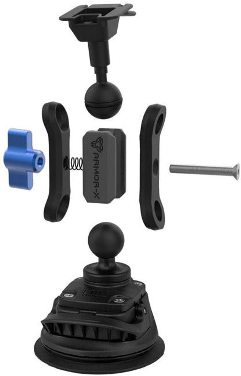 Armor X ONE-LOCK Auto Telefoon/Tablet Houder Met Zuignap Zwart