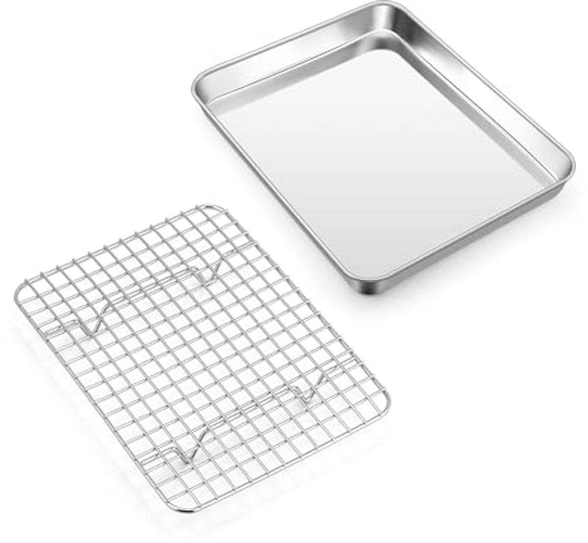Bakplaat met afkoelrooster van roestvrij staal voor mini-oven – 23,6 x 17,8 cm