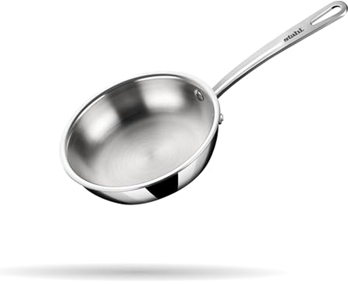 Koekenpan Roestvrijstaal 18 cm - Inductie & Gasfornuis Compatible - Ideaal voor Kleine Porties